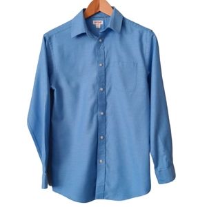 CAT & JACK BOYS' LONG SLEEVE BUTTON-DOWN SHIRT. SIZE XL 16. COLOR LIGHT BLUE.